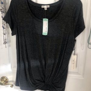 Heather Charcoal Grey Twist-Hem Top